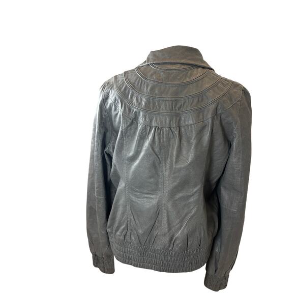 Idra for Anthropologie Gray Leather Jacket - Picture 5 of 5